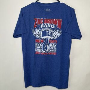 Zac Brown Band Concert T Shirt Size Medium NYE 2013 Detroit Joe Louis Arena Blue